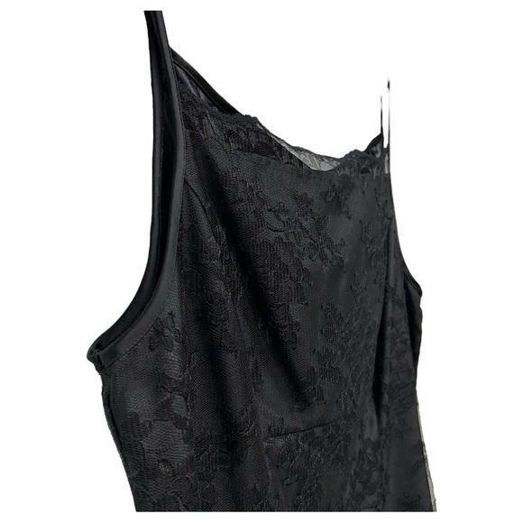 BCBGMaxAzria Vintage Dress Women Size 12 Black Lace Chemise Y2K Whimsigoth Fairy - Picture 4 of 12
